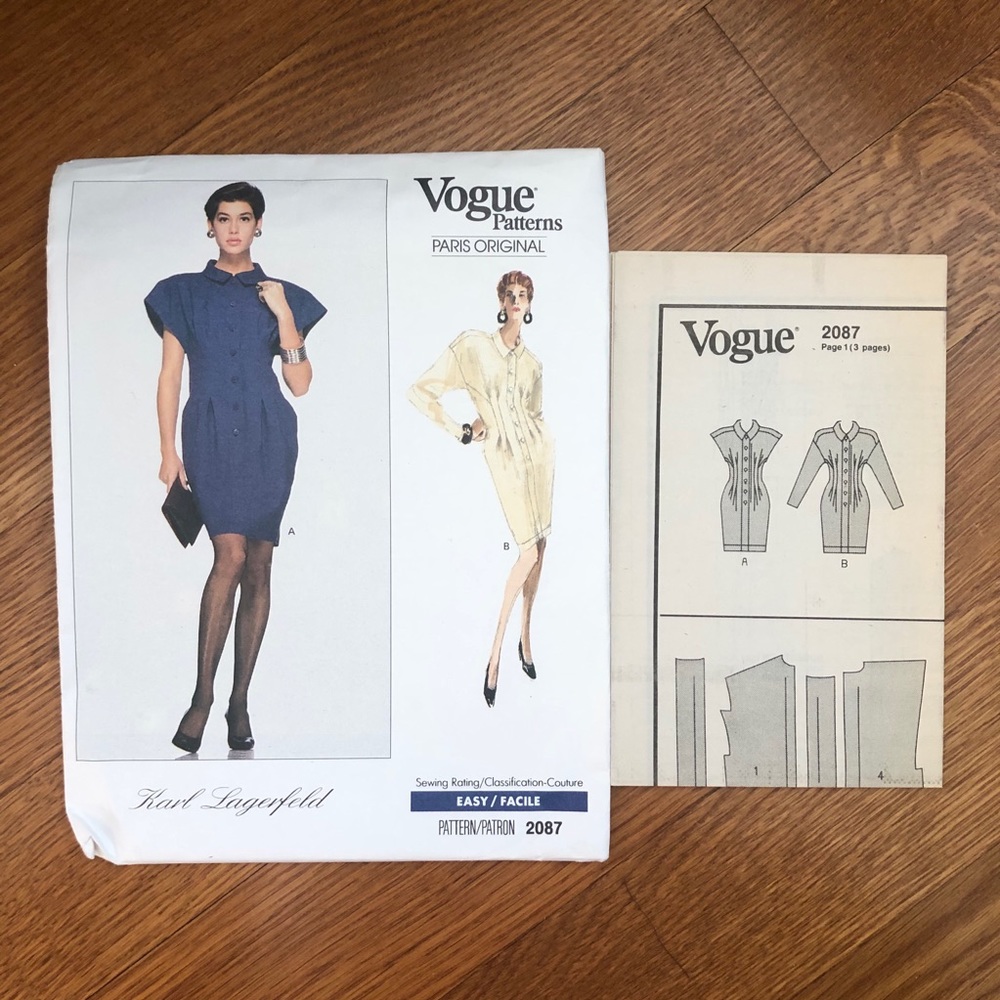 2/$30 Vogue 2087 Karl Largerfeld Sewing Pattern